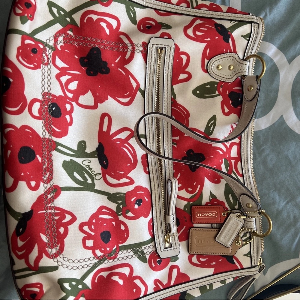 Coach Red Floral Poppy Women's Bag